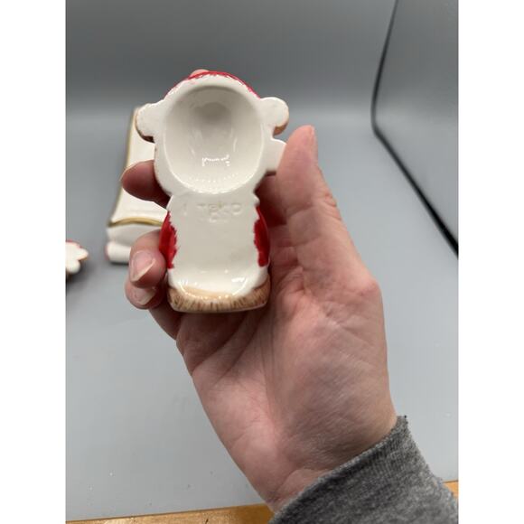 Ceramic Santa Bear Sleigh Set Christmas Centerpiece 5 Pc — Read Cracks on One - Picture 8 of 12